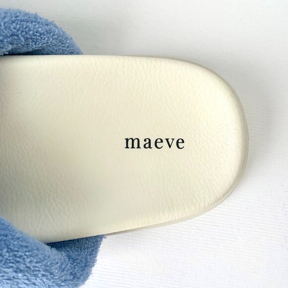 Anthropologie Maeve Blue Terry Towel Pool Slide Sandals Coastal Grandma Boho - Picture 8 of 10